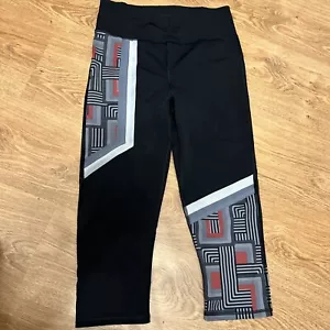 Sweaty Betty Black Patterned Cropped Gym Yoga Leggings Zip Pocket Size Medium - Picture 1 of 8