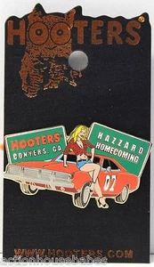HOOTERS SEXY GIRL DUKES OF HAZZARD CONYERS GA GENERAL LEE PIN - HOMECOMING - Picture 1 of 3
