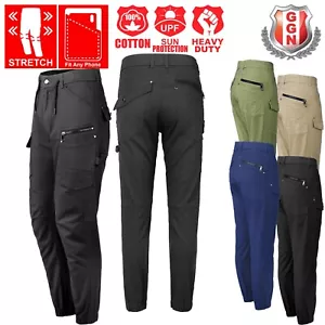 Work Trackies Cargo Track Pants Cuff Stretch Cotton Belt loop Hem Joggers - Picture 1 of 47