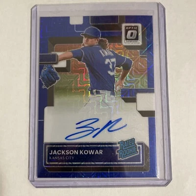2022 Donruss Optic Jackson Kowar RC Rated Rookie Auto #04/99 Royals Blue Mojo - Image 1 of 2