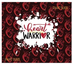 20oz Sublimation Tumbler Wrap Heart Warrior Ready To Press Heat Transfer - Picture 1 of 1