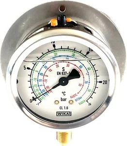 Wika CL 1.6 S /EN 837-1 Celsius bar Glycerin Oil Filled HVAC Refrigeration Gauge - Picture 1 of 3