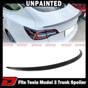 2017-23 Fit For Tesla Model 3 Sedan DTO P Rear Trunk Boot Spoiler ABS Unpainted - Foto 1 di 4