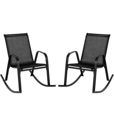 Juego de 2 mecedoras de metal para patio muebles de exterior cómodas sillas relajantes Foto 1 de 4