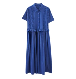 Ladies Urban Arty Blue Design Edgy Designer Midi Loose Summer Shirt Dress 12 - Picture 1 of 17