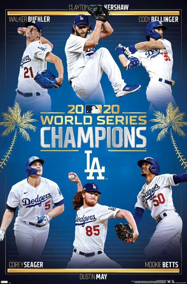 Póster conmemorativo 22x34 de los Dodgers de Los Ángeles 2020 Campeones de la Serie Mundial Foto 1 de 1