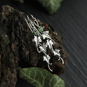 925 Silver Ear Hook Flower Dangle Earrings Women Cubic Zirconia Wedding Jewelry