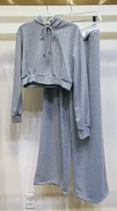 CROPPED ZIP-UP HOODIE & DRAWSTING PANTS SET. MADE IN ITALY - Picture 1 of 27