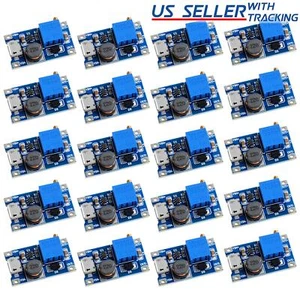 20PCS 2A Micro-USB Step Up Boost Module 2-24V IN 5V 9V 12V 28V Adjustable Output - Picture 1 of 5