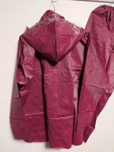 Retro made in Japan wine red vinyl rainsuits jacket and pants PVC - Picture 1 of 24