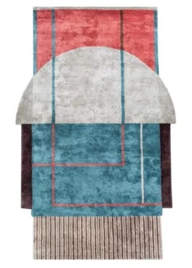 Hand-tufted shaped color area rug for bedroom living room wool rectangle rug 5x8 - Picture 1 of 4