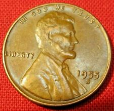 1955 S Lincoln Wheat Cent - Circulated - G Good to VF Very Fine - 95% Copper