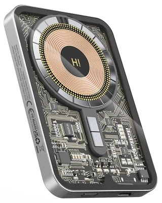HINOVO 5000mAh Magnetic Wireless Power Bank, Transparent Portable Charger iPhone - Image 1 of 4
