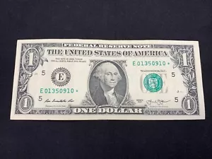 *STAR NOTE* #01350910-2013 1 $ Dollar Schein - "E" Richmond Mint Mark! - Bild 1 von 7