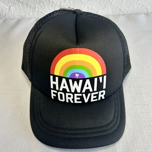 O'NEILL HAWAII FOREVER RAINBOW SNAPBACK TRUCKER MESH HAT CAP BEACH BLACK - NWT - Picture 1 of 11
