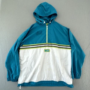 VINTAGE Nike Jacket Youth Extra Large XL Windbreaker Blue White 1/4 Zip Hooded - Picture 1 of 11