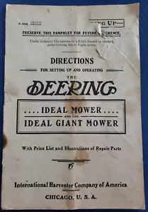 The Deering Ideal Mower and Ideal Giant Mower Price & Parts List - 1909 C - Picture 1 of 8