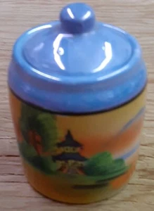 Vintage Chikaramachi Gewürzglas Senf Topf Deckel Glanzwaren Landschaft Japan - Bild 1 von 24