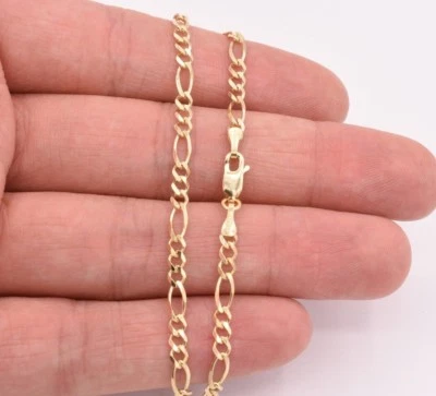 3.5mm Royal Figaro Solid Link Ankle Bracelet Anklet Real 10K Yellow Gold 8"-12" - Image 1 of 4