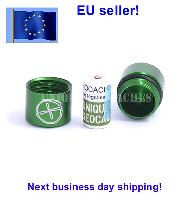 Contenitore nano cache magnetico verde geocaching striscia rito con FOGLIO LOGSHEET geocache - Immagine 1 di 4