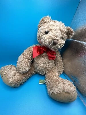 First & Main Tucker Brown Teddy Bear Red Ribbon Bow Plush Stuffed # 1715 - Image 1 of 4