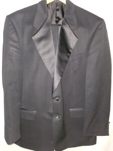  Jones New York 2-Piece Tuxedo 42R Suit Black 100% Wool Pants 38 x 29
