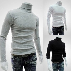 Stretch Pullover Sweaters Tops Turtleneck Undershirt High Neck T-Shirt - Picture 1 of 9