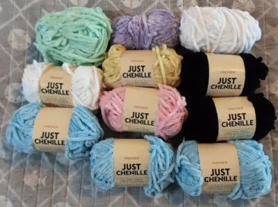 LOTE DE 10+ Hilos de Terciopelo Premier Just Chenille 1.76 OZ Colores Surtidos SUPER Voluminosos Foto 1 de 3