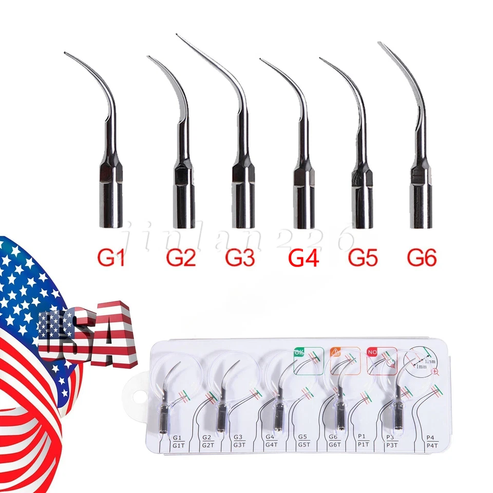 Dental Ultrasonic Scaler Perio Scaling Tips G1-G6 Fit EMS/WOODPECKER Handpiece - Image 1 of 1