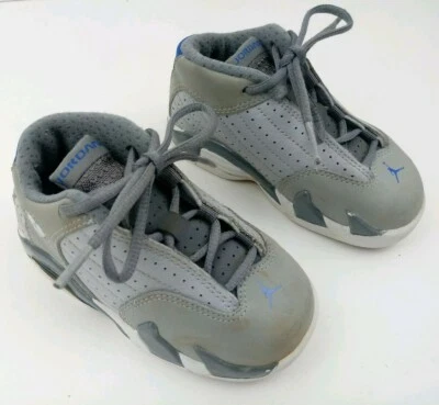 Air Jordan Retro 14 XIV 312093 004 Gris Lobo/Blanco/Azul Deportivo Infantil Niño Pequeño 7C Foto 1 de 4