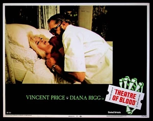 Tarjeta de vestíbulo original Theatre of Blood 1973 #3 película de terror Vincent Price - Imagen 1 de 2