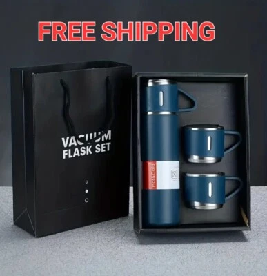 Thermos Bottle Double Layer Stainless Steel 500ml Blue Coffee Mug Vacuum Flask