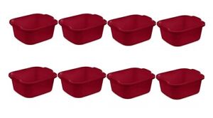 Sterilite 06475808 12 Quart Dish Pan, Red, 8 Pack