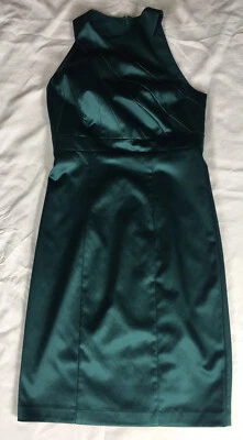 Vestido de cóctel para mujer The Limited verde satinado sin mangas cuello halter talla 4 Foto 1 de 3