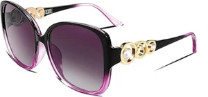 FEISEDY Women's Fashion Sunglasses, Oversized Square Frame with Pearl Sparkling - Picture 1 of 3