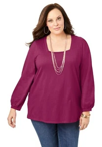 22W / 24W SQUARE NECK POET SLEEVE Ultimate Collection Tee ROAMAN'S PLUS SIZE - Picture 1 of 2