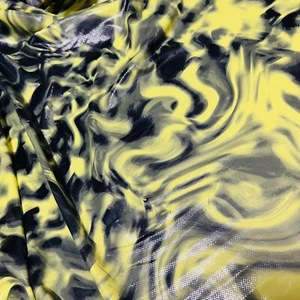 Tie Dye Yellow Print Nylon Spandex Fabric 4 Way Stretch for swimwear - Picture 1 of 5