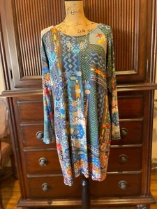Johnny Was bedrucktes Modal Nelsona Tunika Top Größe Large Einzelhandel 218 $ - Bild 1 von 9