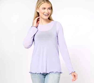 Top LOGO Layers by Lori Goldstein Malla Cuello Redondo Púrpura Talla M A609041 - Imagen 1 de 2