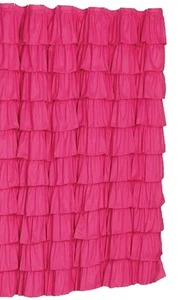  Ruffle Fabric Shower Curtain  Color Pink  - Picture 1 of 3