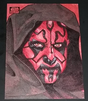 Tarjeta de boceto Topps Star Wars Galaxy 2021 cromada - Darth Maul (Tom Amici) excelente/casi nueva Foto 1 de 4
