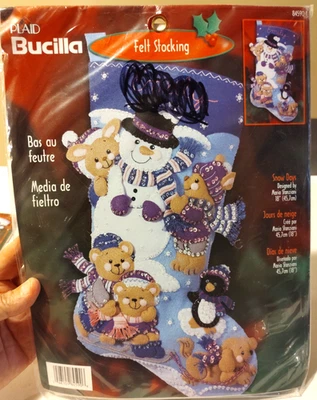 NEW BUCILLA Holiday Christmas Felt Applique Stocking Kit SNOW DAYS 84590 - Image 1 of 4