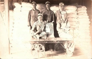 Nebraska City NE Schminke Flour Mill Men Hats & Sacks RPPC Postcard COPY - Picture 1 of 2