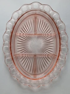 Hocking Pink Lace Old Colony Oval 5 Part Divided Platter Depression Glass - Picture 1 of 12