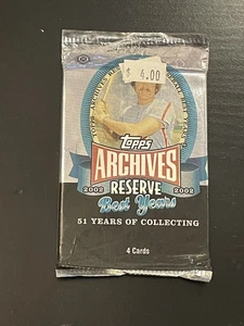 2002 Topps Archives Reserve Hobby Baseball Factory Sealed 4 Card Pack - Picture 1 of 2