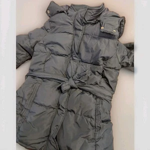 Womens AEROPOSTALE Belted Fur-Trim Puffer Navy Coat Jacket NWT #8307 Plaid Liner - Picture 1 of 11