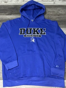NWOT Vintage Y2K Russell Athletics NCAA Duke Blue Devils Blue Hoodie L/XL - Picture 1 of 6
