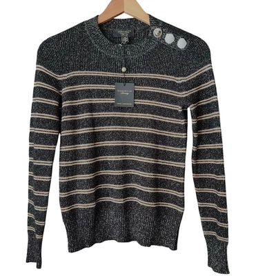 Suéter CHARTER CLUB Lujo Mezcla Cachemira XS Negro Dorado Metálico Pullover Nuevo con Etiquetas Foto 1 de 4