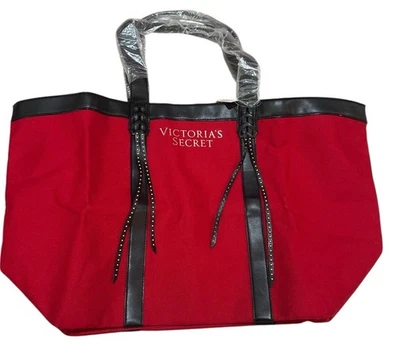 Bolsa tote Victoria Secret enorme assinatura Weekender vermelha preta logotipo - Imagem 1 de 4
