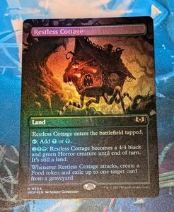 MTG *FOIL BORDERLESS * WILDS OF ELDRAINE Rare RESTLESS COTTAGE NM - Imagen 1 de 1